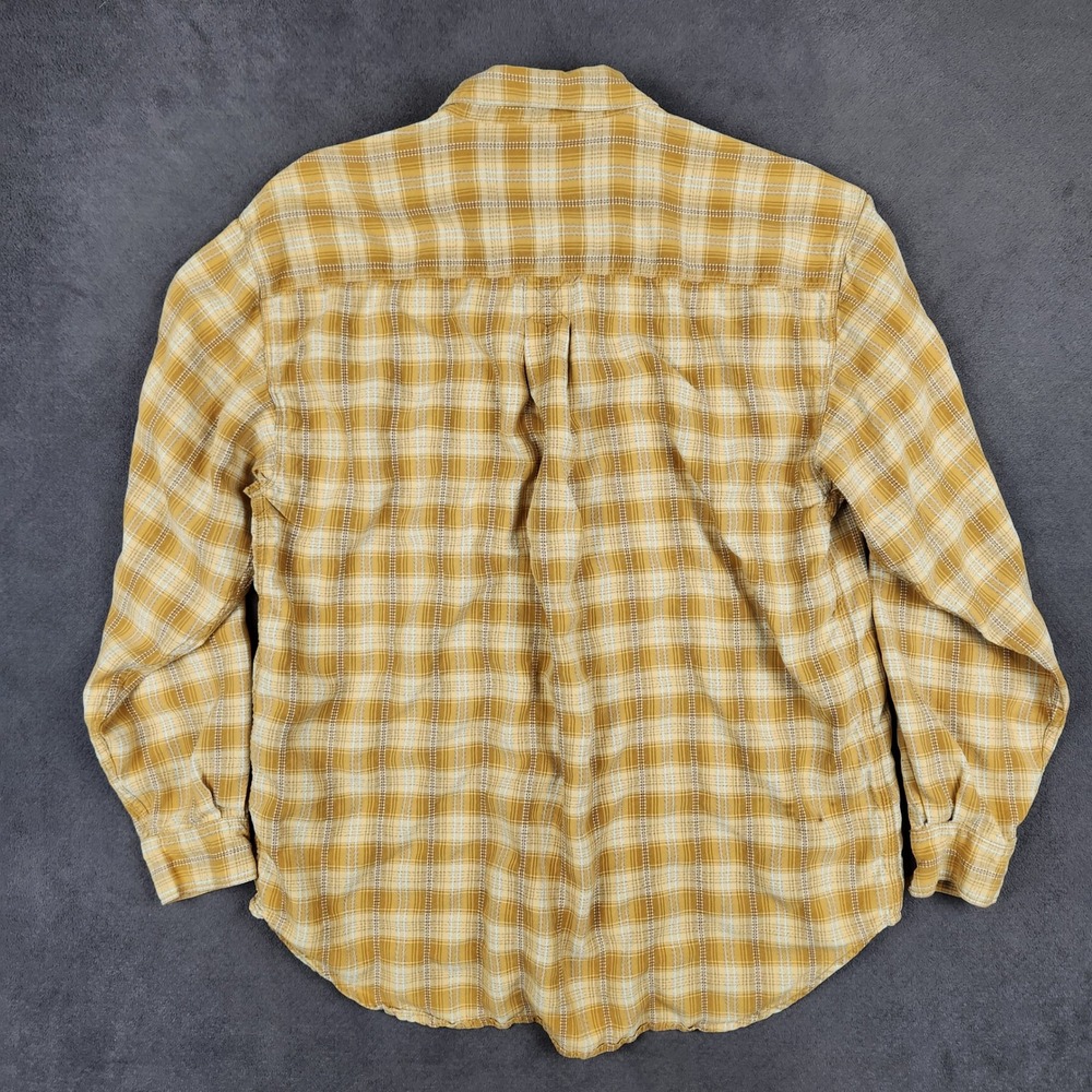 Tommy Bahama Silk Shirt Mens Medium Mustard Yellow Plaid Long Sleeve Button Up - Picture 3 of 10